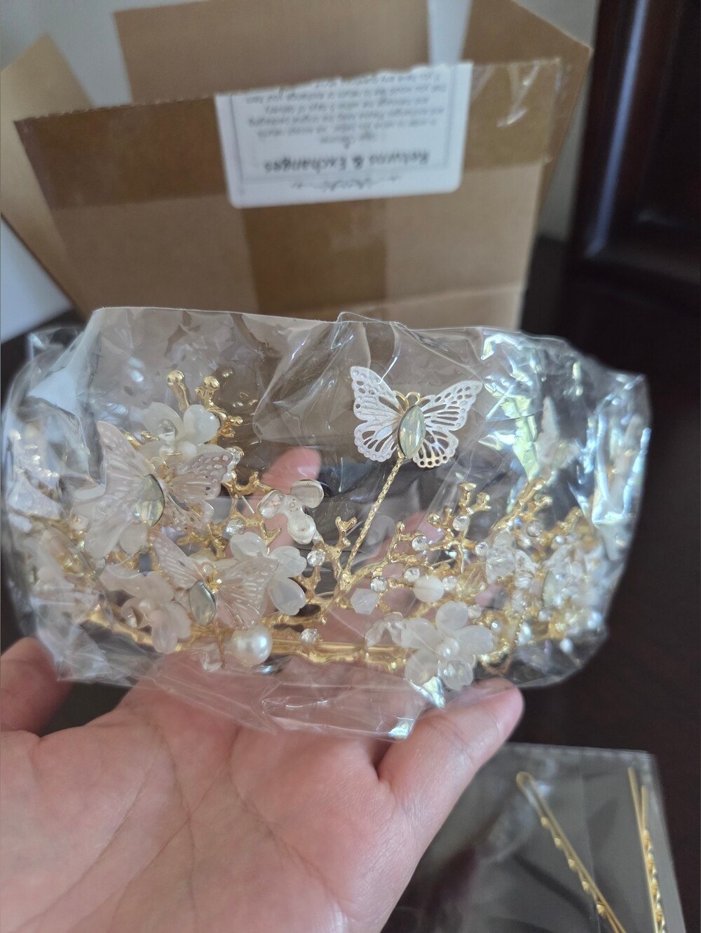 Gold Butterfly And Floral Crown
